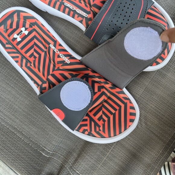 Under Armour Ignite 4D Foam Slides Men’s Size 10 Orange Black Geometric Comfy main image 8